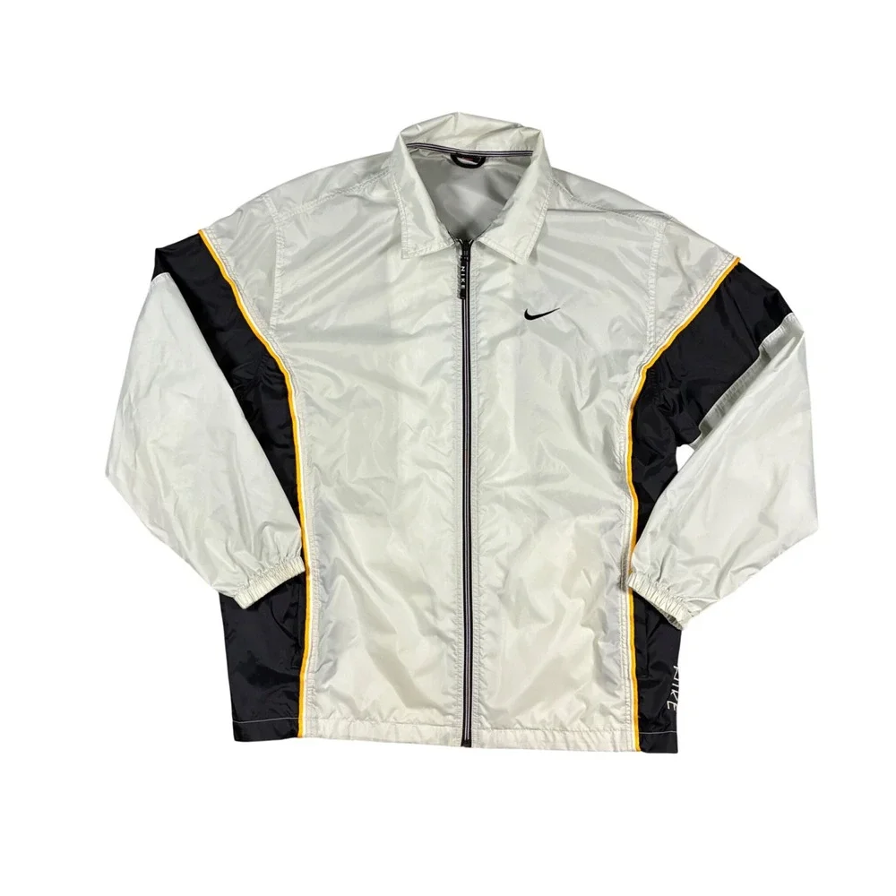 Vintage 90s Nike Windbreaker Jacket Gray Black Yellow Size Large Streetwear